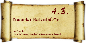 Andorka Balambér névjegykártya